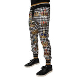 Dolce & Gabbana Multicolor Houndstooth Crown Men Sweatpants Pants