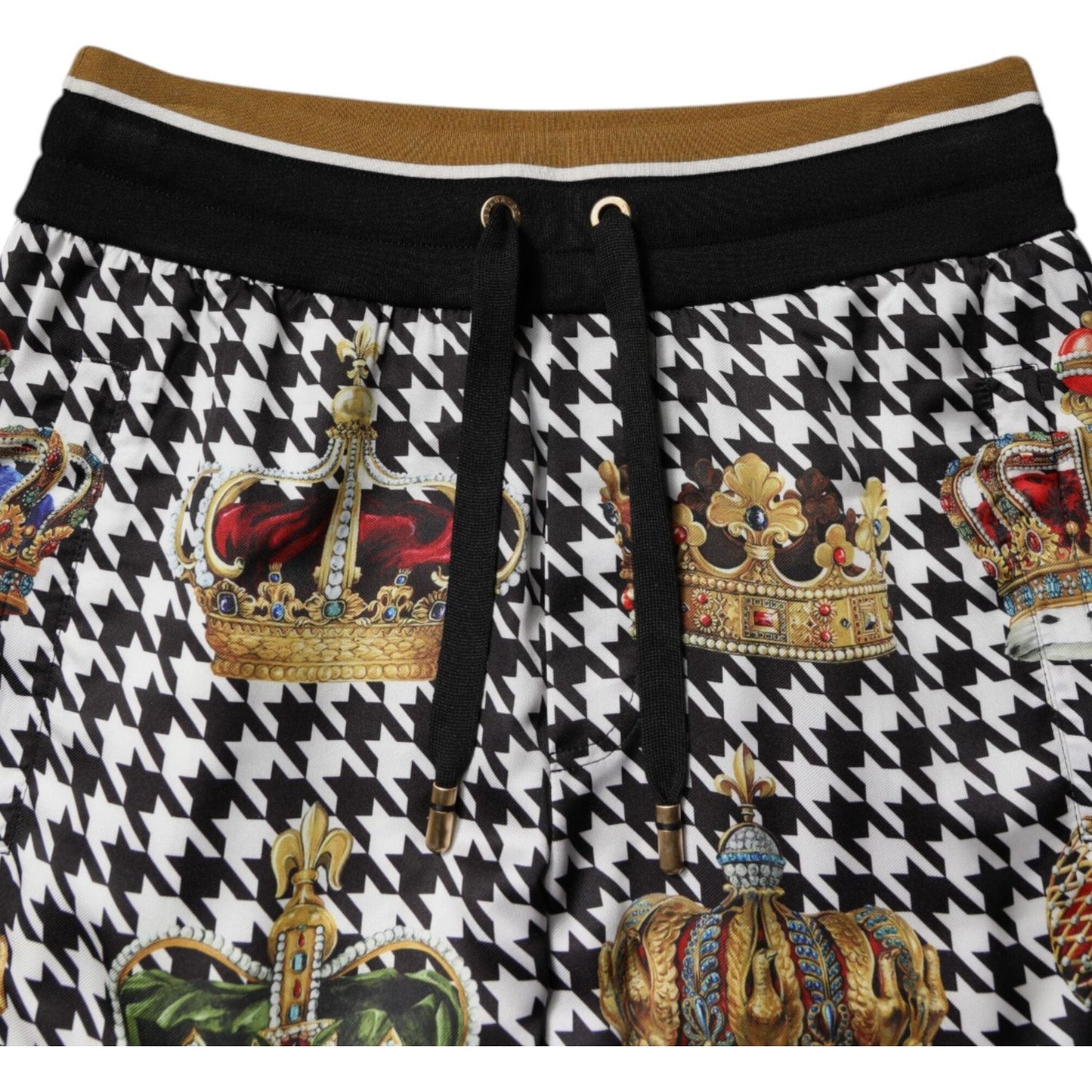 Dolce & Gabbana Multicolor Houndstooth Crown Men Sweatpants Pants