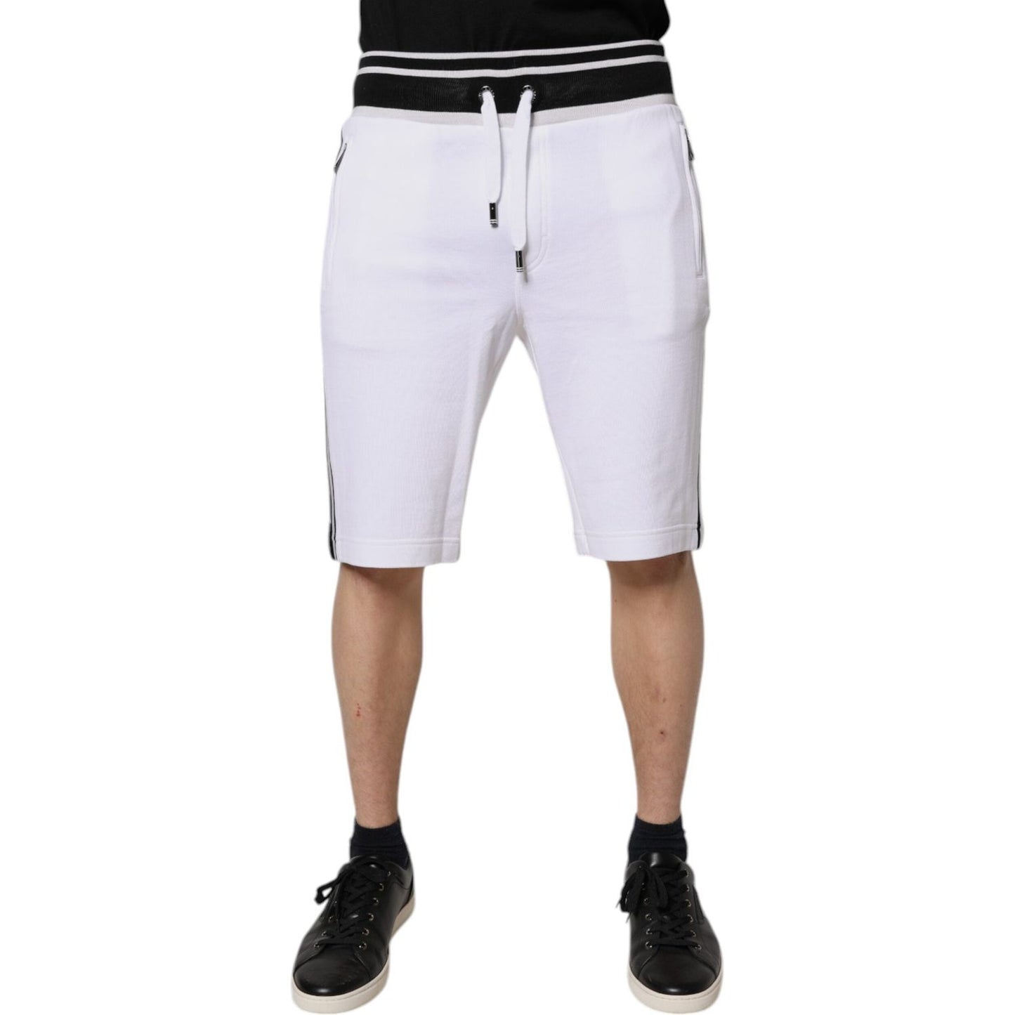 Dolce & Gabbana White King Cotton Bermuda Sweatshorts Shorts