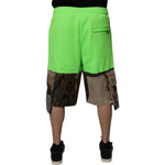 Dolce & Gabbana Green Patchwork Cargo Bermuda Shorts