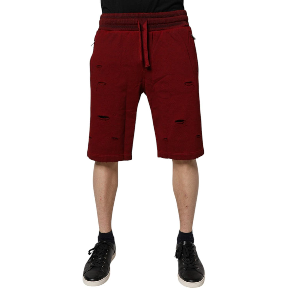 Dolce & Gabbana Maroon Rip Style Bermuda Sweatshorts Shorts