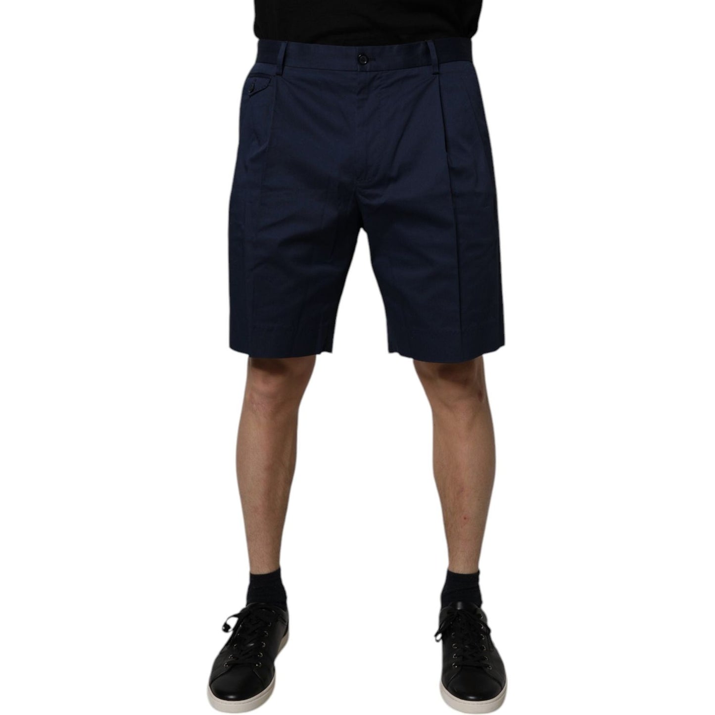 Dolce & Gabbana Dark Blue Cotton Mid Waist Men Bermuda Shorts