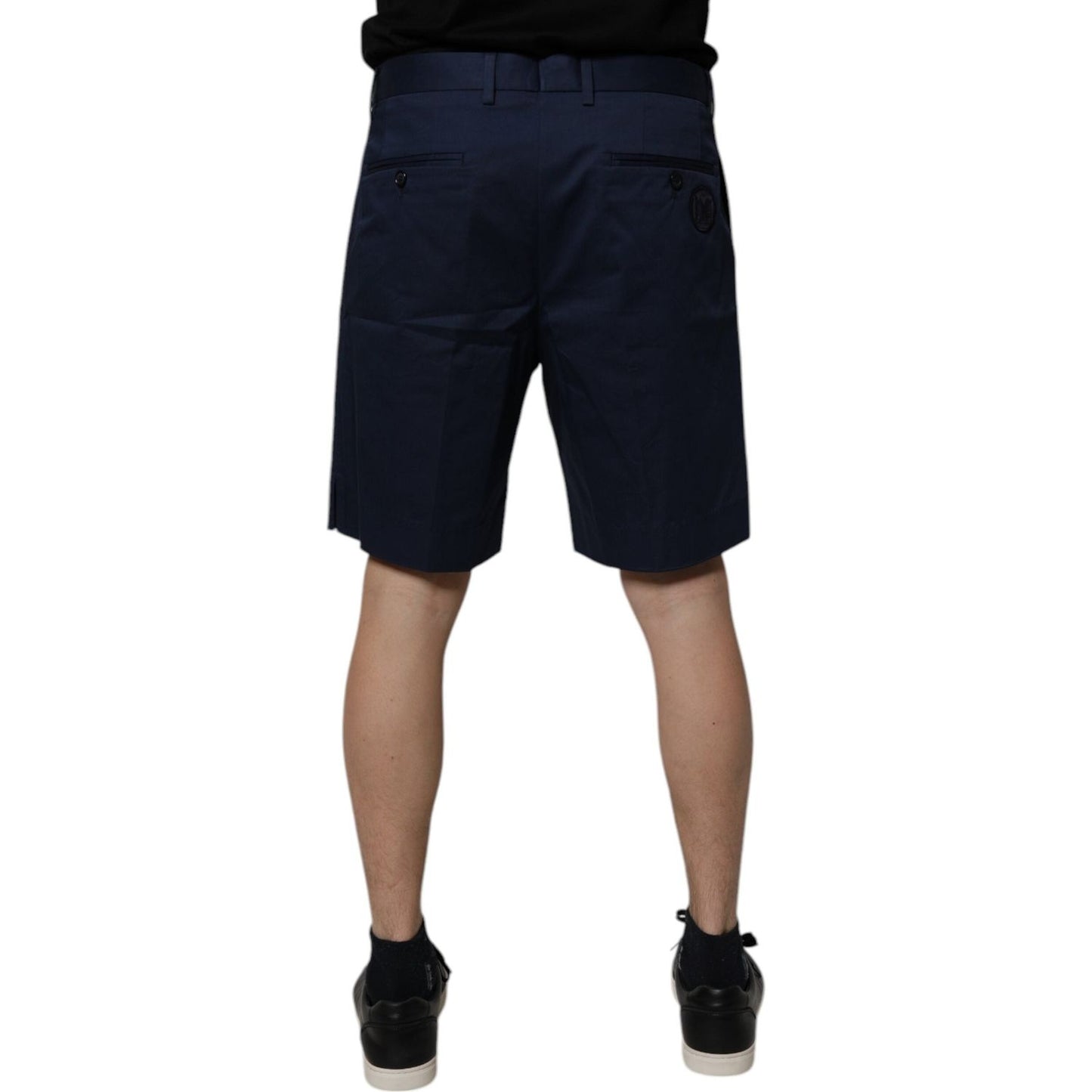 Dolce & Gabbana Dark Blue Cotton Mid Waist Men Bermuda Shorts
