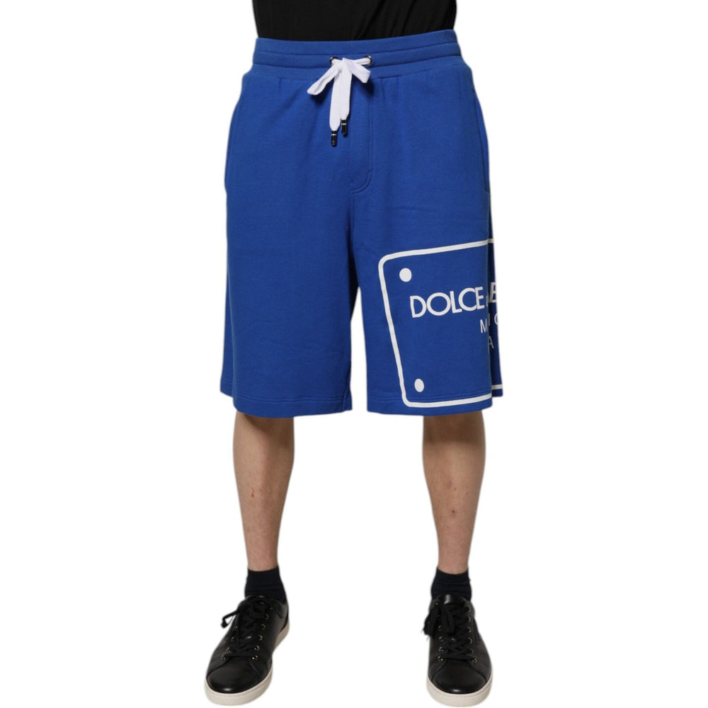 Dolce & Gabbana Blue Logo Cotton Bermuda Sweatshorts Shorts