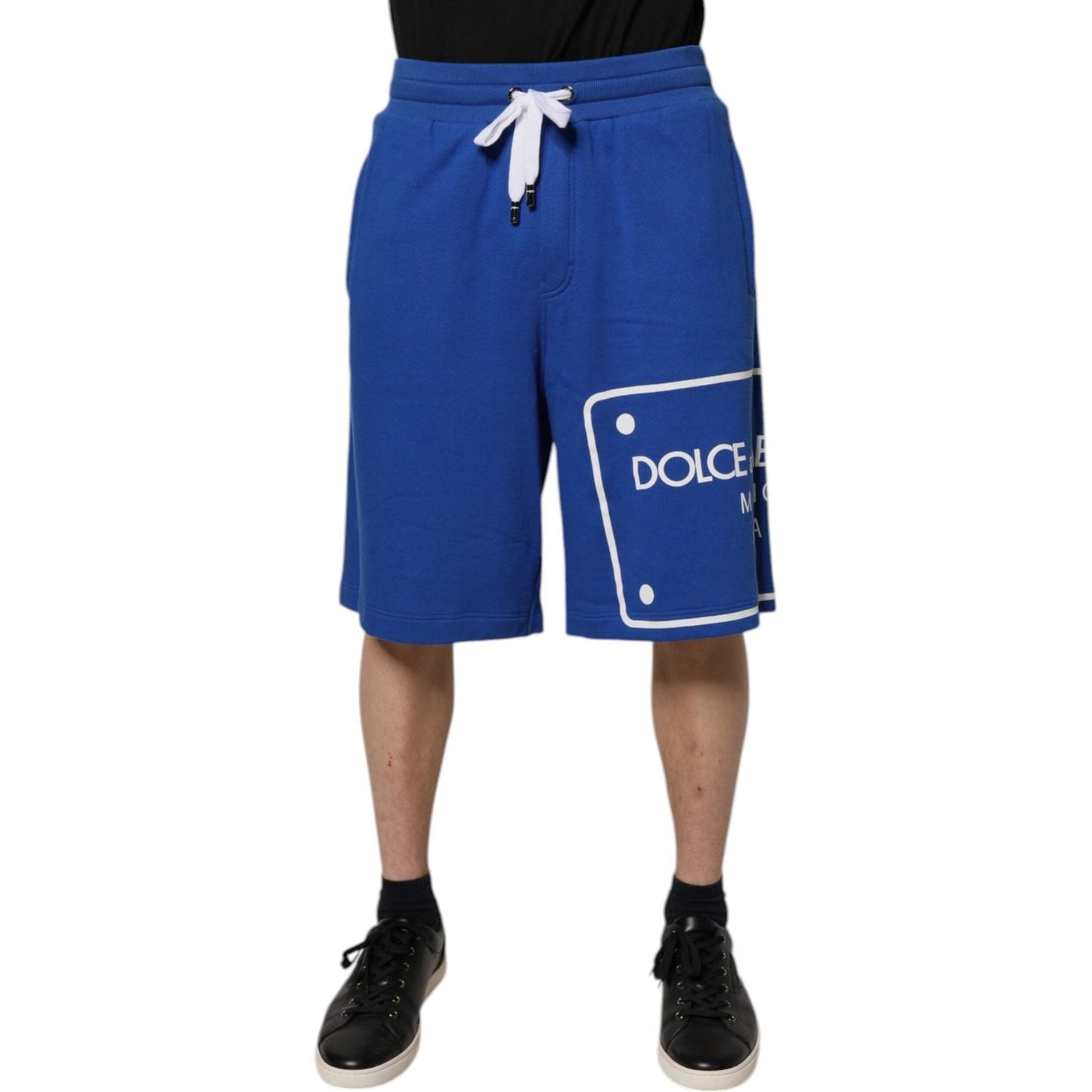 Dolce & Gabbana Blue Logo Cotton Bermuda Sweatshorts Shorts