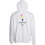 Balenciaga White Cotton Logo Hooded Pullover Oversize Sweater