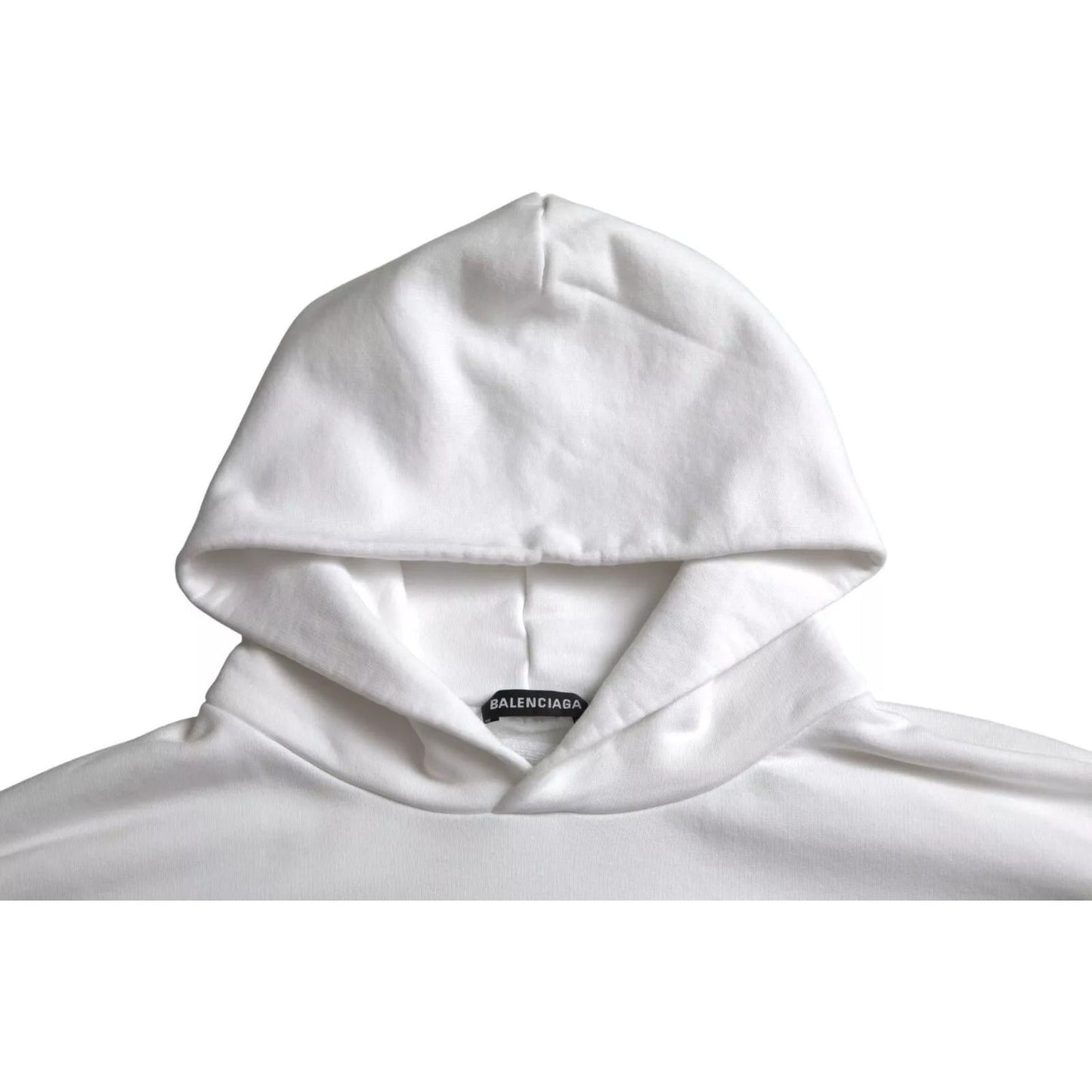 Balenciaga White Cotton Logo Hooded Pullover Oversize Sweater