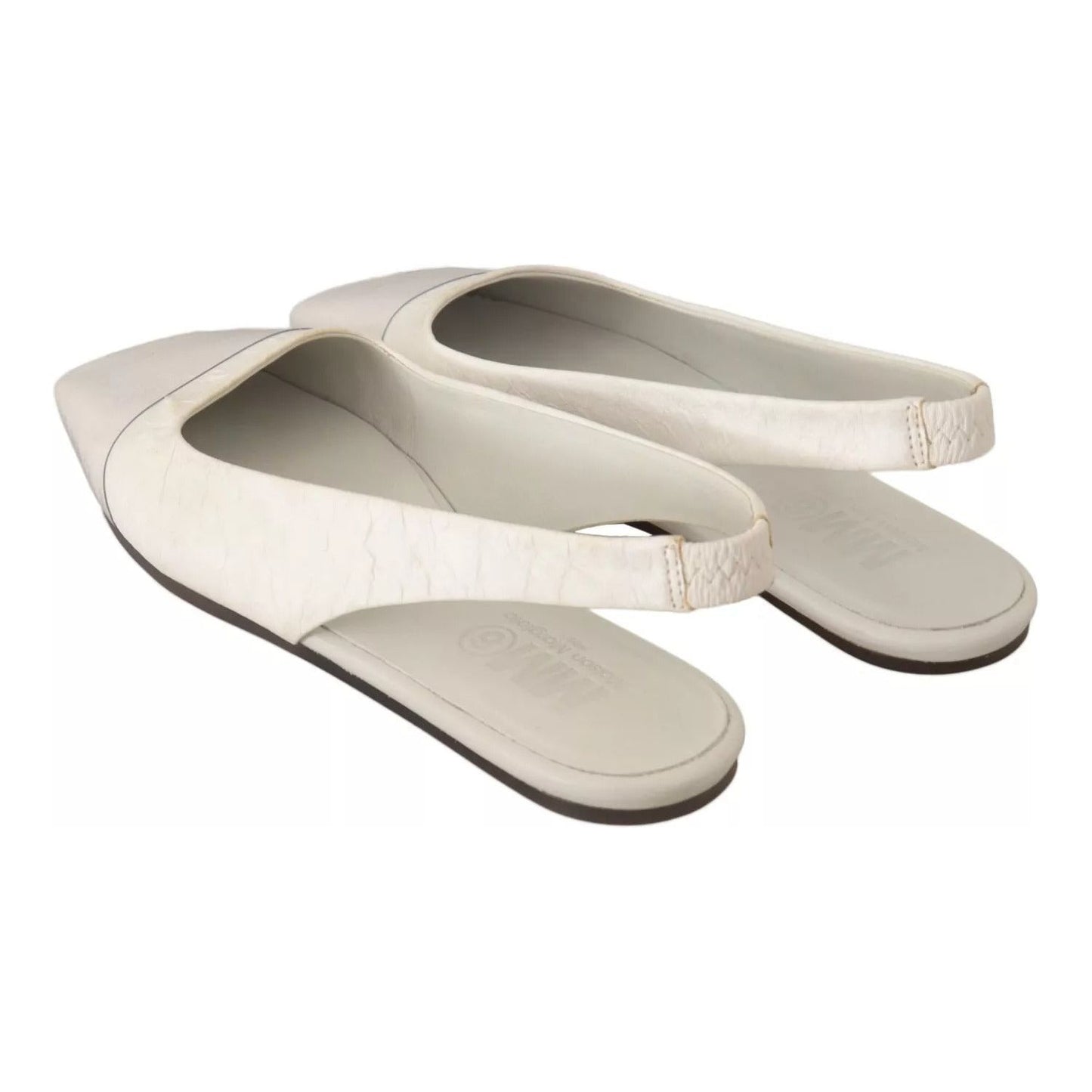 Maison Margiela White Leather Slingback Slip On Flats Shoes