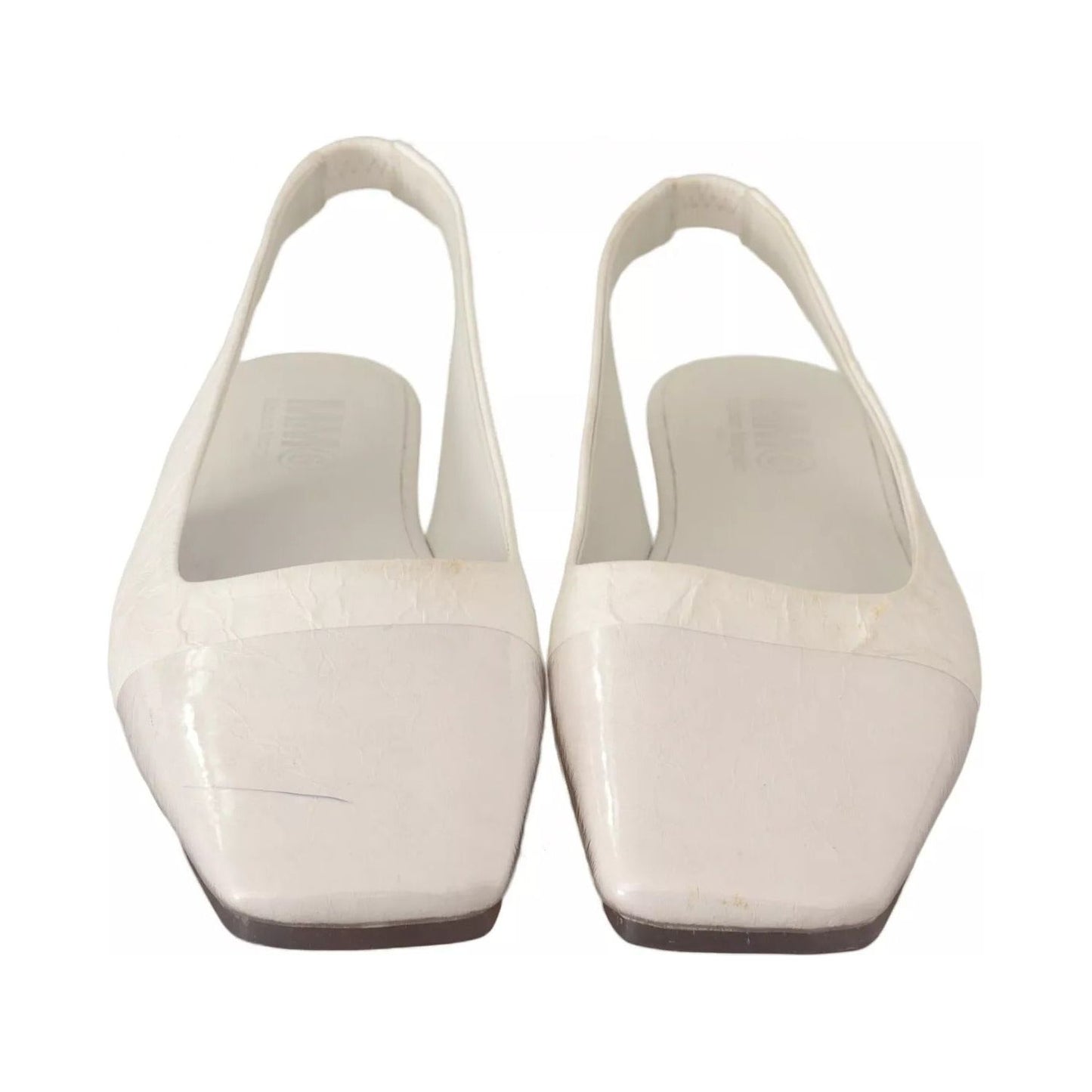 Maison Margiela White Leather Slingback Slip On Flats Shoes