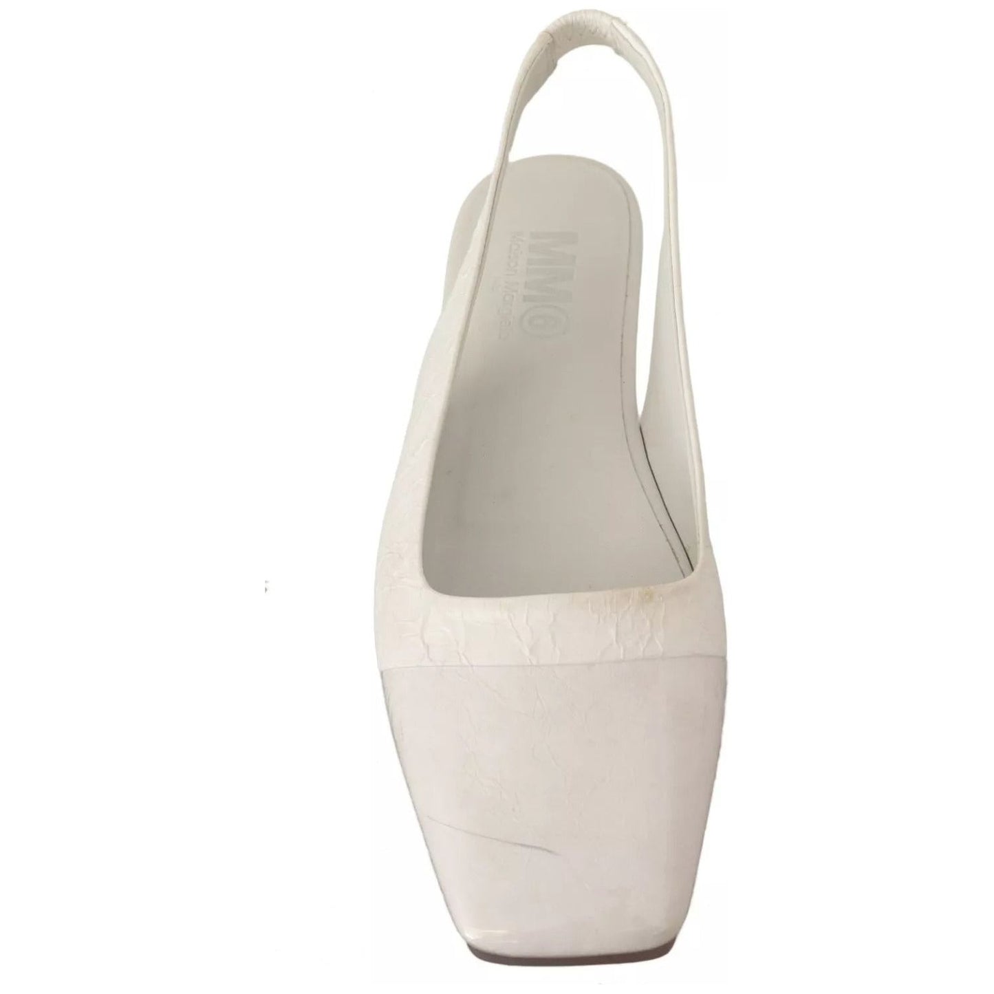 Maison Margiela White Leather Slingback Slip On Flats Shoes