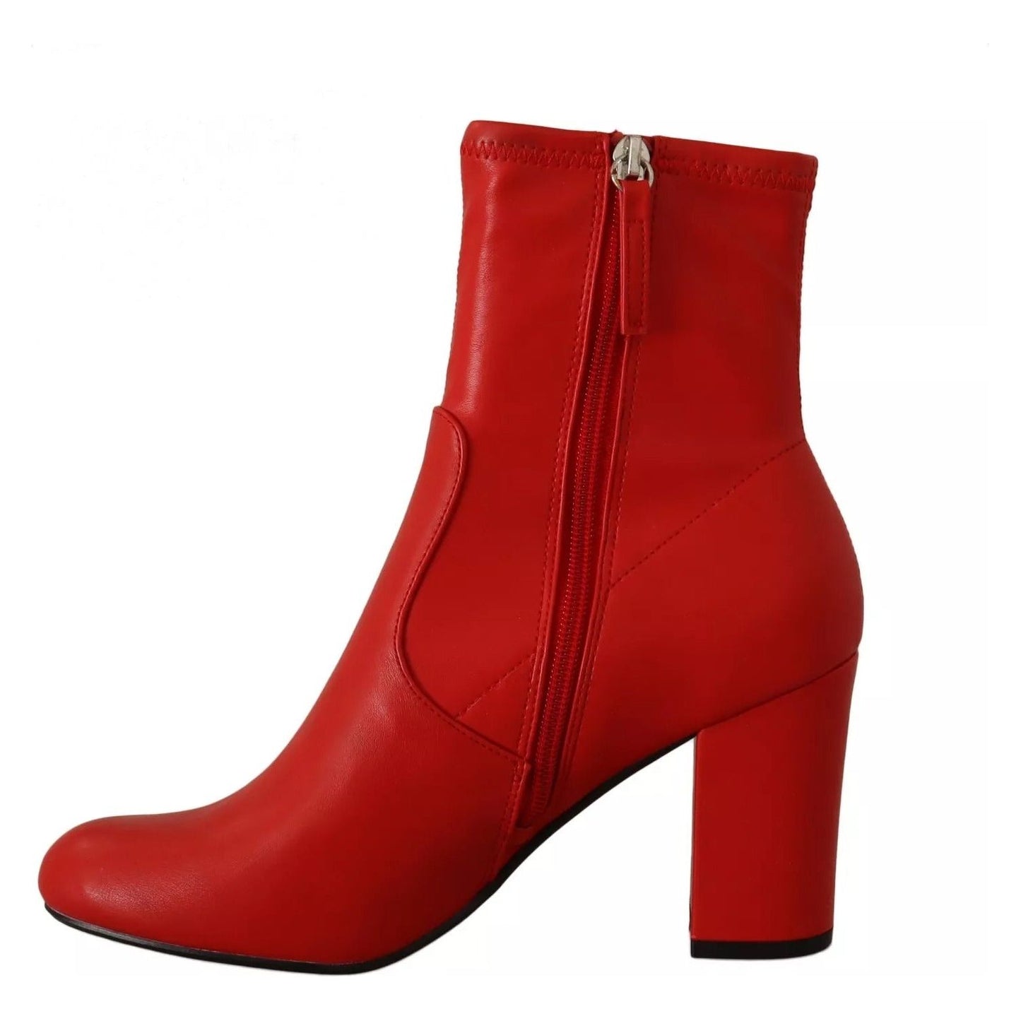 Steve Madden Red Leather Block Heels Ankle Boots Shoes LA9553-35.5