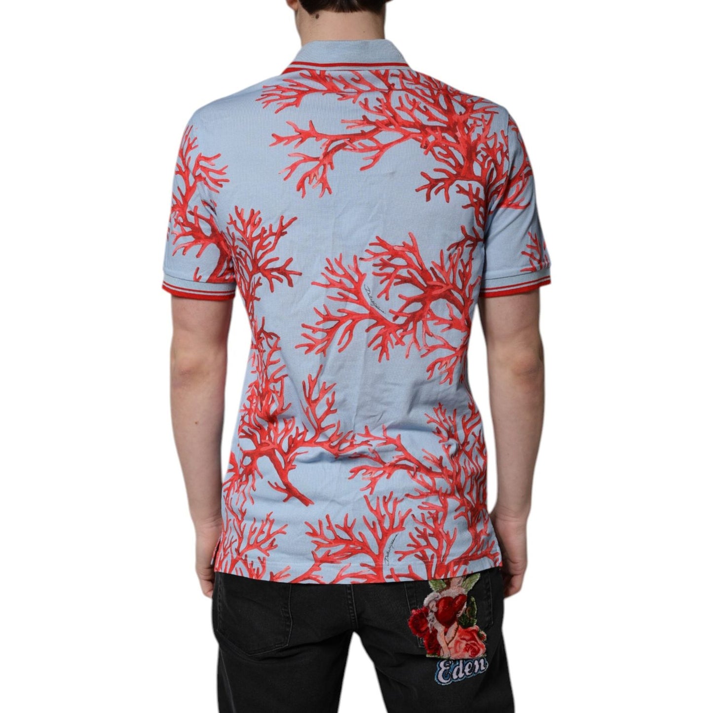 Dolce & Gabbana Light Blue Coral Cotton Polo Shirt T-shirt