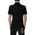 Dolce & Gabbana Black Polyester DG Logo Collared Polo T-shirt