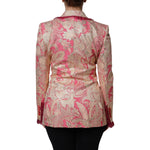 Dolce & Gabbana Pink Gold Jacquard Nylon Coat Blazer Jacket