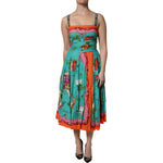Dolce & Gabbana Multicolor Printed Silk Sleeveless Midi Dress