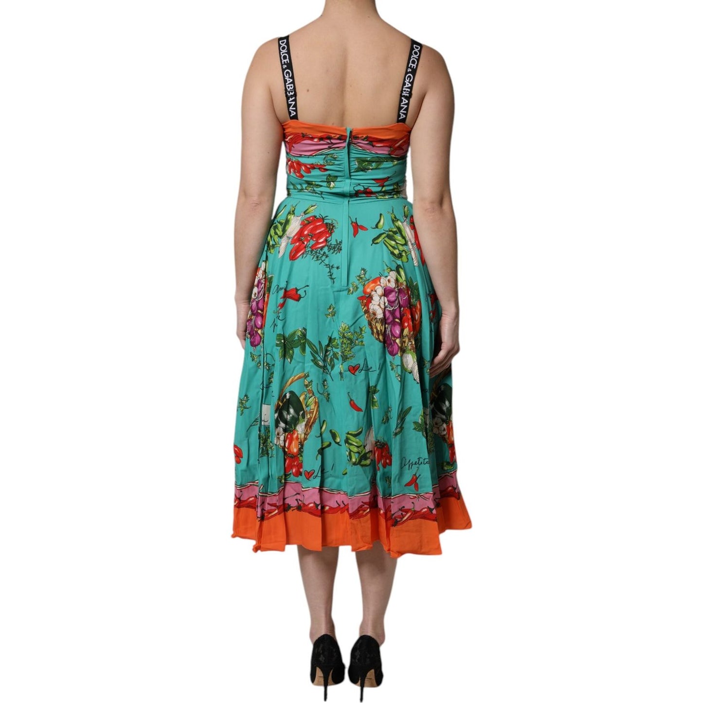 Dolce & Gabbana Multicolor Printed Silk Sleeveless Midi Dress