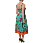 Dolce & Gabbana Multicolor Printed Silk Sleeveless Midi Dress