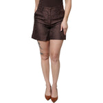 Dolce & Gabbana Brown Floral Brocade Mid Waist Mini Short SKI2078-36