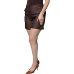 Dolce & Gabbana Brown Floral Brocade Mid Waist Mini Short SKI2078-36