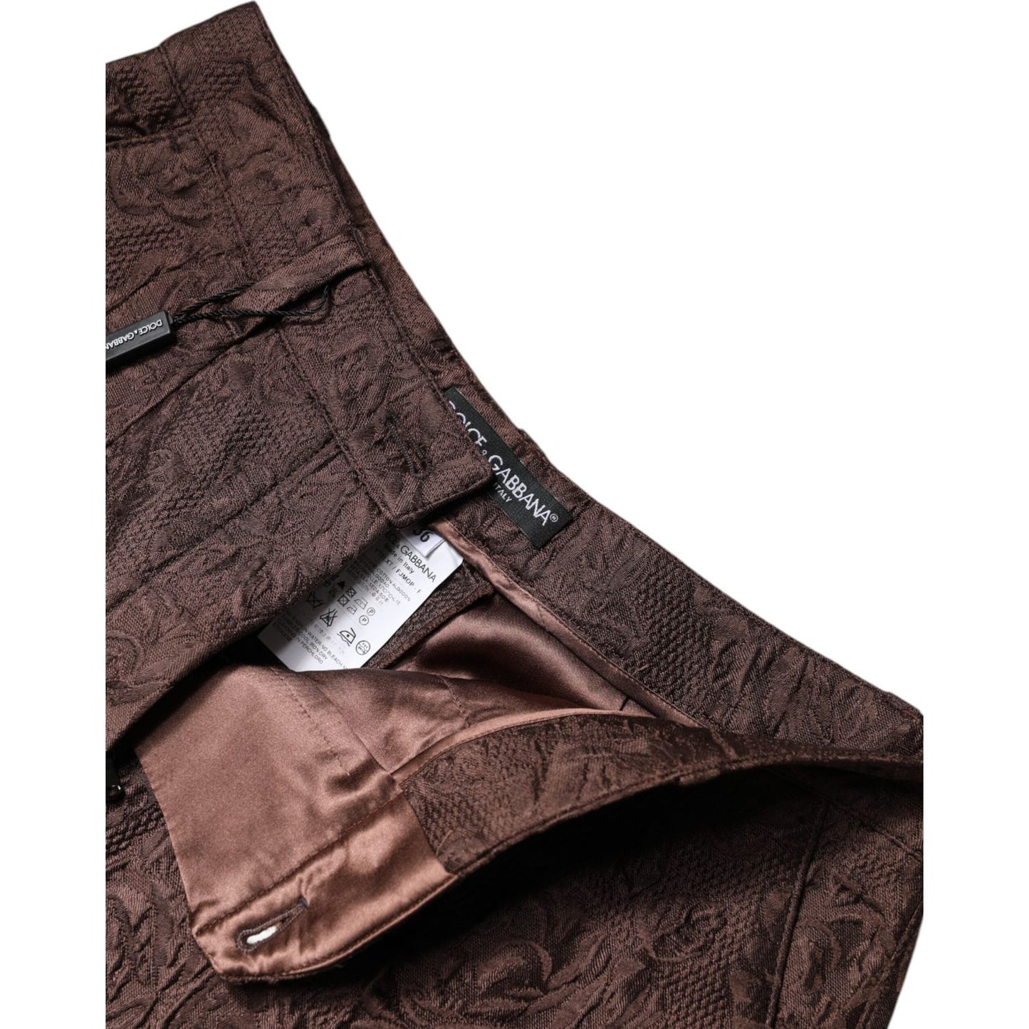Dolce & Gabbana Brown Floral Brocade Mid Waist Mini Short SKI2078-36