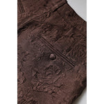 Dolce & Gabbana Brown Floral Brocade Mid Waist Mini Short SKI2078-36