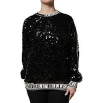 Dolce & Gabbana Black DG Queen Sequin Pullover Sweater