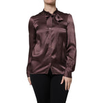 Dolce & Gabbana Brown Ascot Collar Long Sleeve Blouse Top TSH878632-42