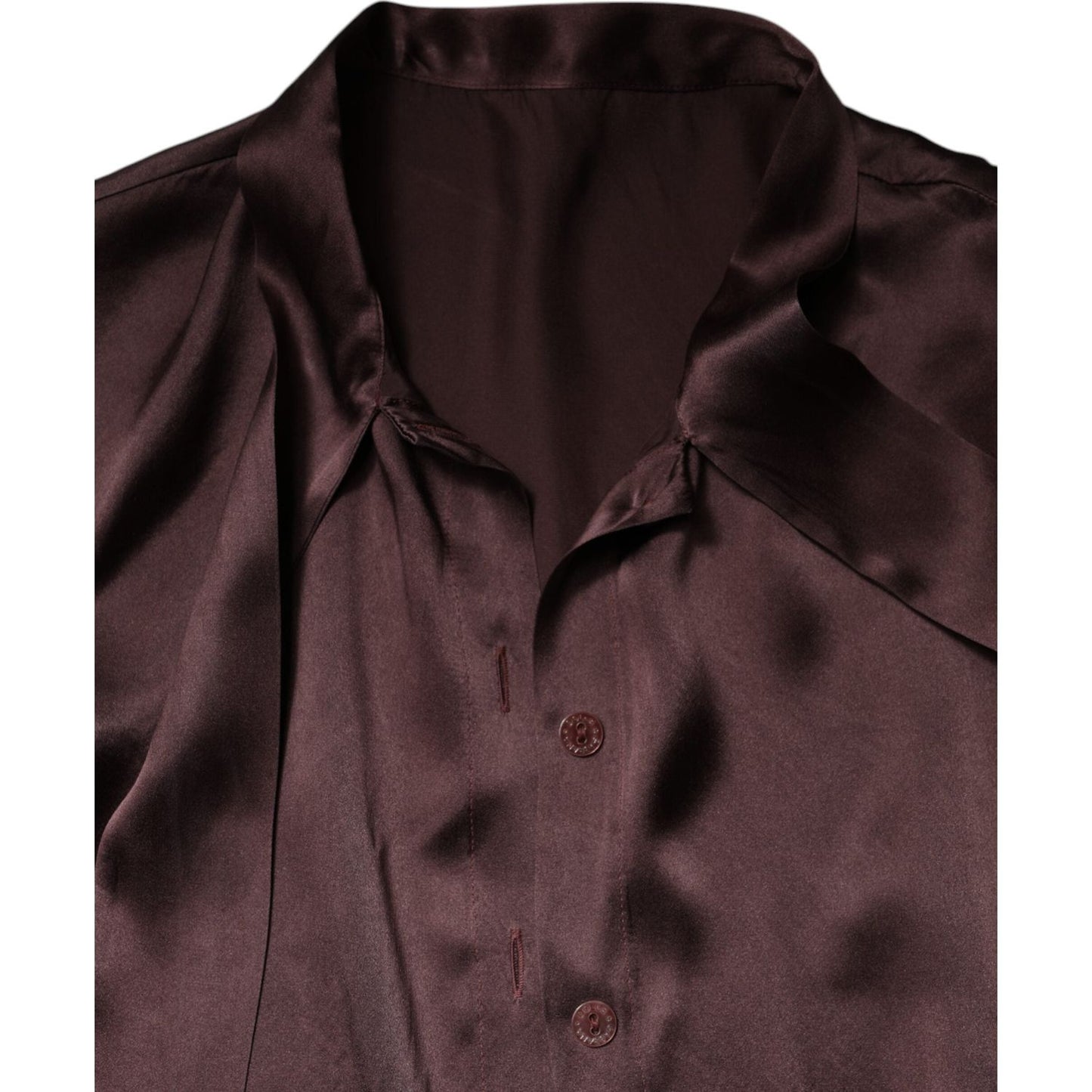 Dolce & Gabbana Brown Ascot Collar Long Sleeve Blouse Top TSH878632-42