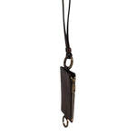 Dolce & Gabbana Brown Calf Leather Lanyard Logo Card Holder Wallet