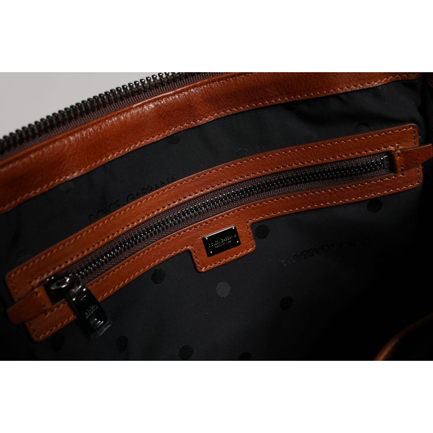 Dolce & Gabbana Beige Brown Cotton Leather Duffle Shoulder Bag BAG4323