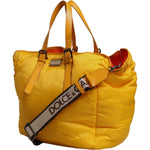 Dolce & Gabbana Yellow Orange Nylon Logo Plaque Hand Shoulder Duffle Bag