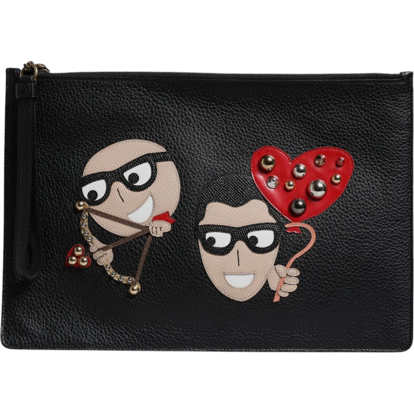Dolce & Gabbana Black #DGFamily Embellished Leather Clutch Bag