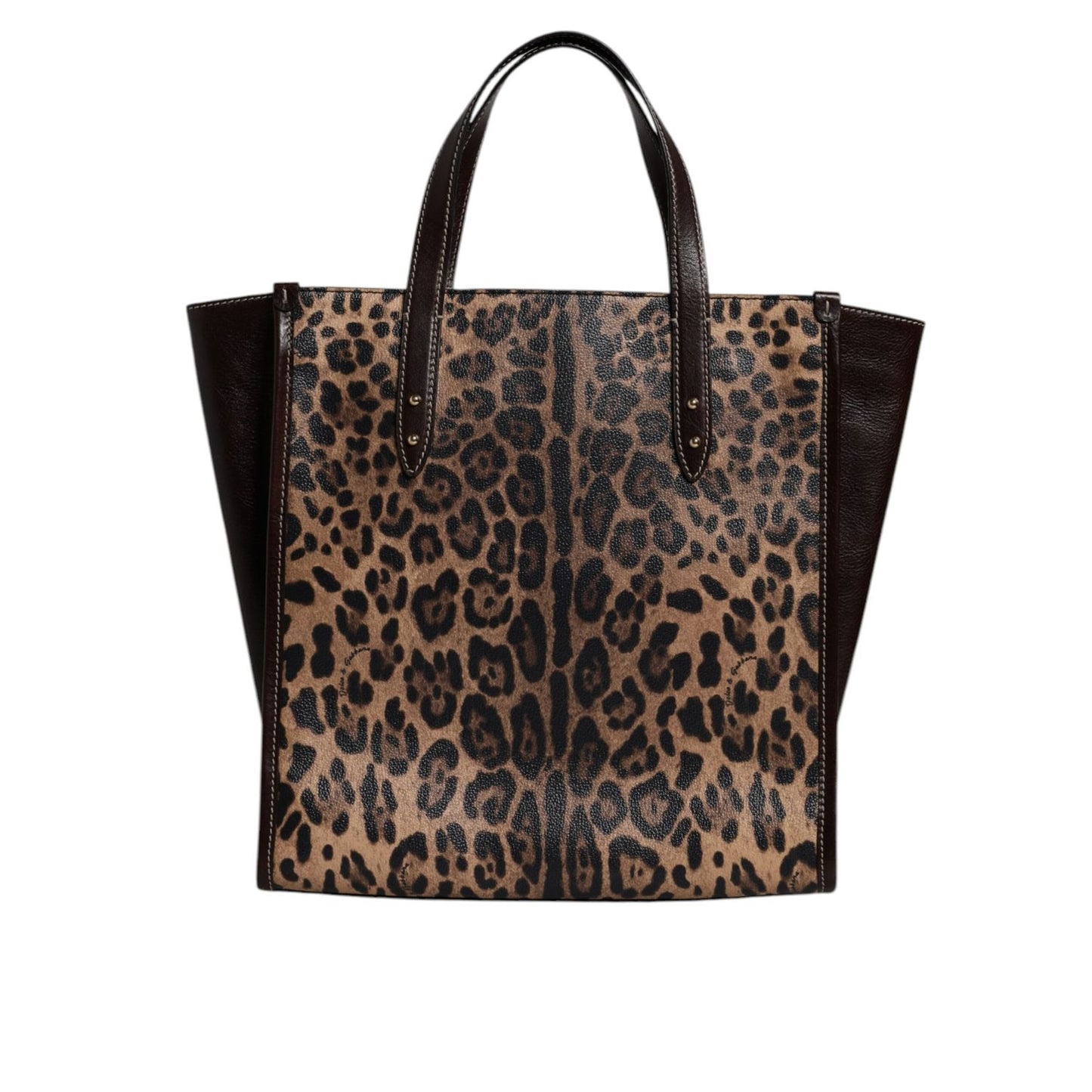 Dolce & Gabbana Brown Leopard Leather Shoulder Strap Tote Bag