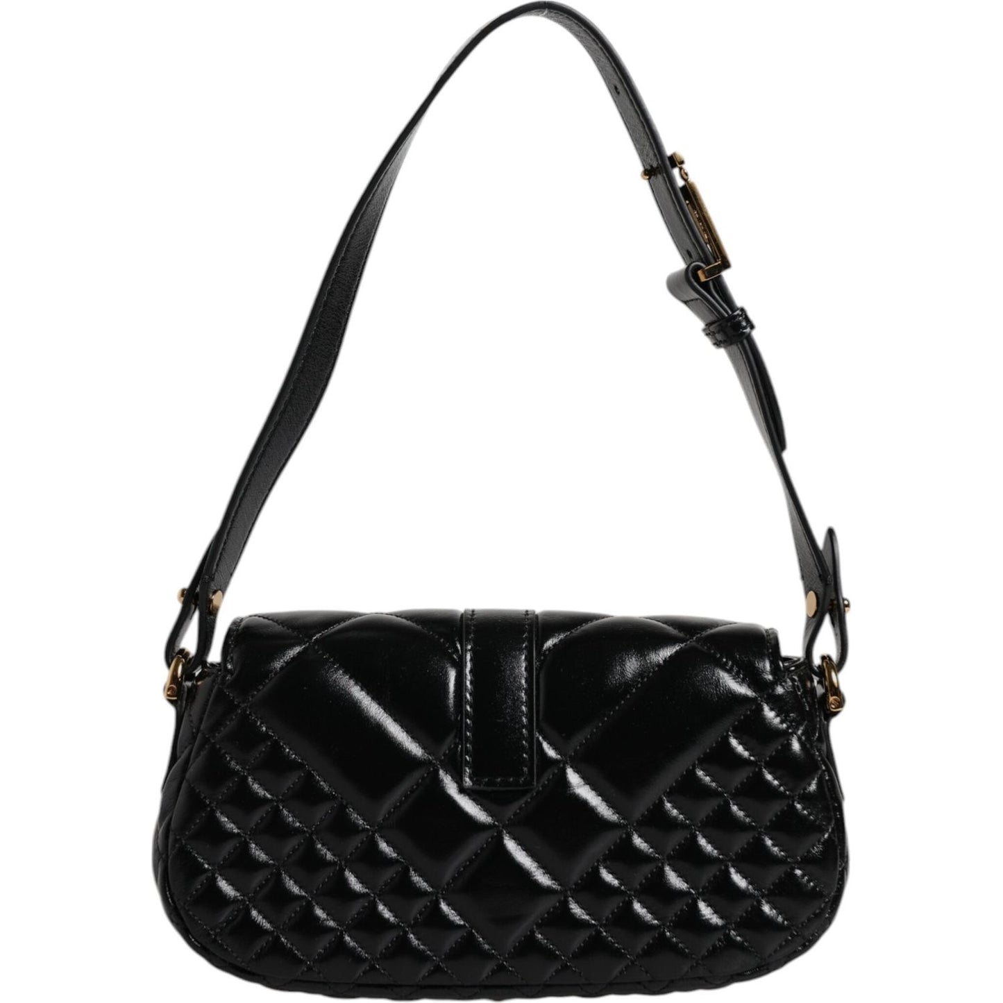 Versace Black Calf Leather Quilted Shoulder Strap Bag