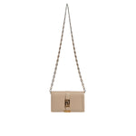 Versace Beige Gold Chain Calf Leather Wallet Crossbody Bag
