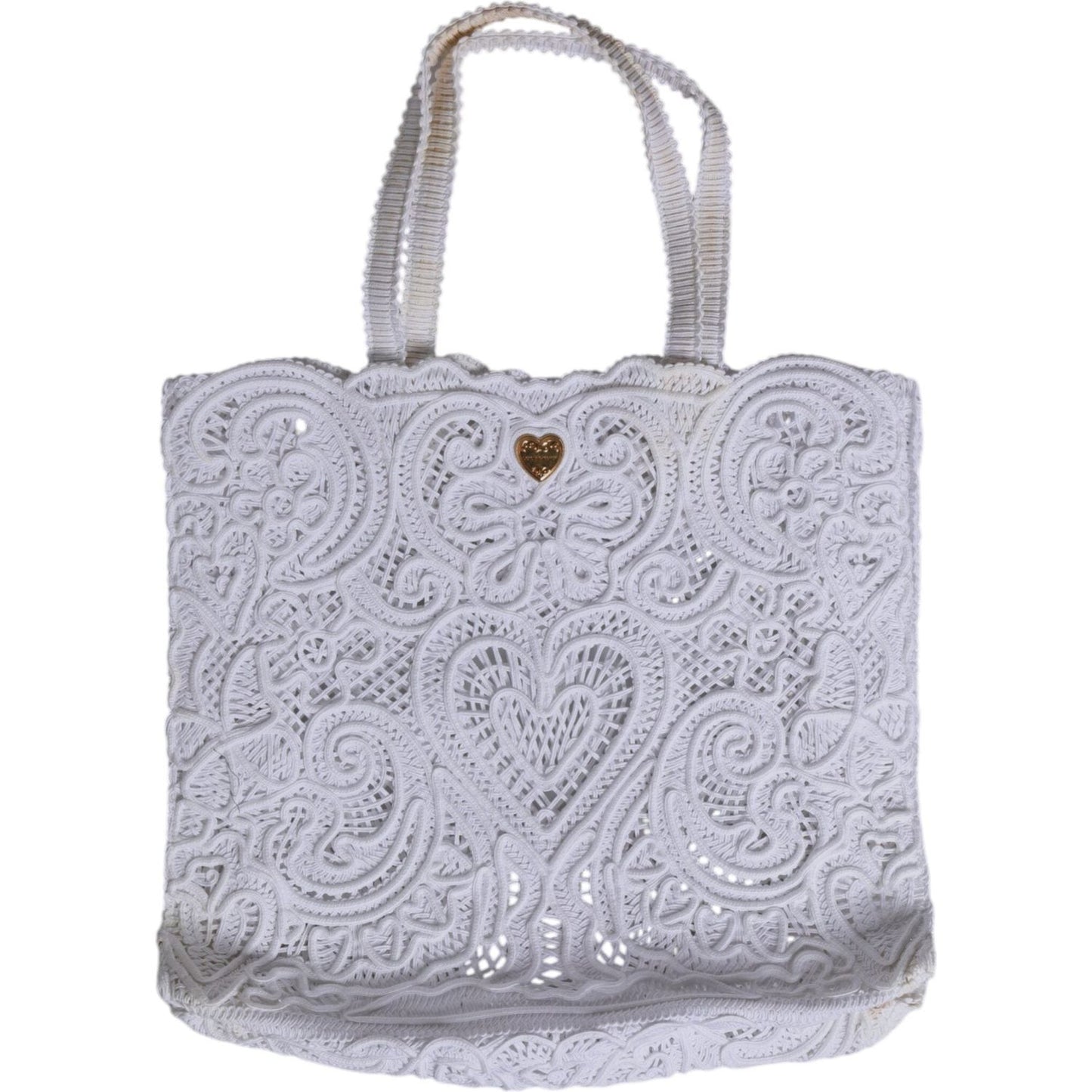 Dolce & Gabbana White Cordonetto Lace Beatrice Tote Shopping Bag