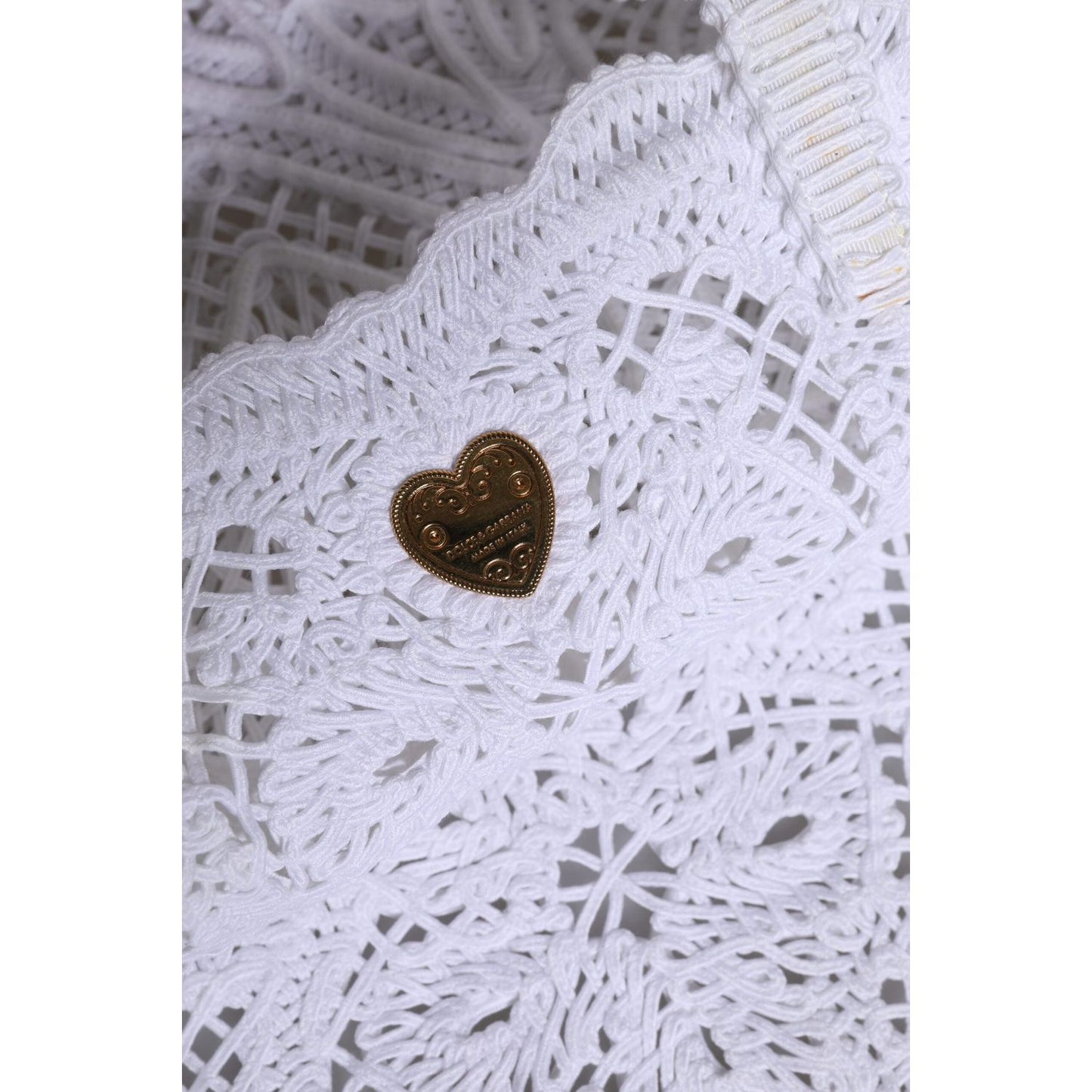 Dolce & Gabbana White Cordonetto Lace Beatrice Tote Shopping Bag