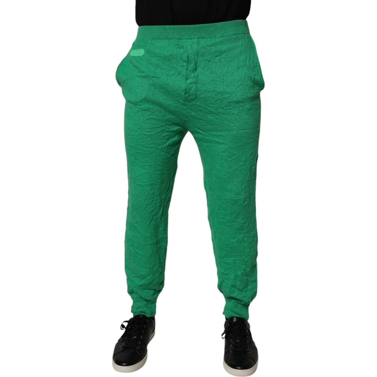 Dsquared² Green Cotton Elastic Waist Men Casual Pants