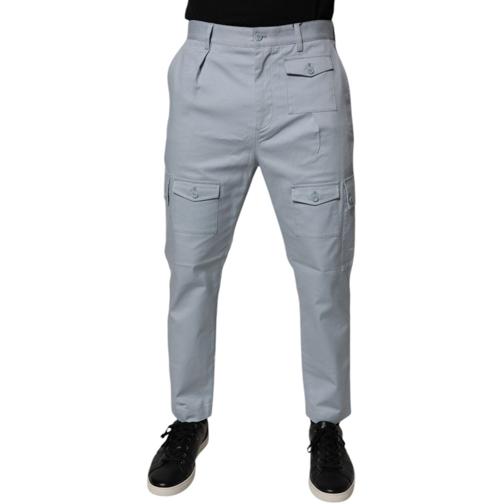 Dolce & Gabbana Light Blue Cotton Cargo Tapered Pants