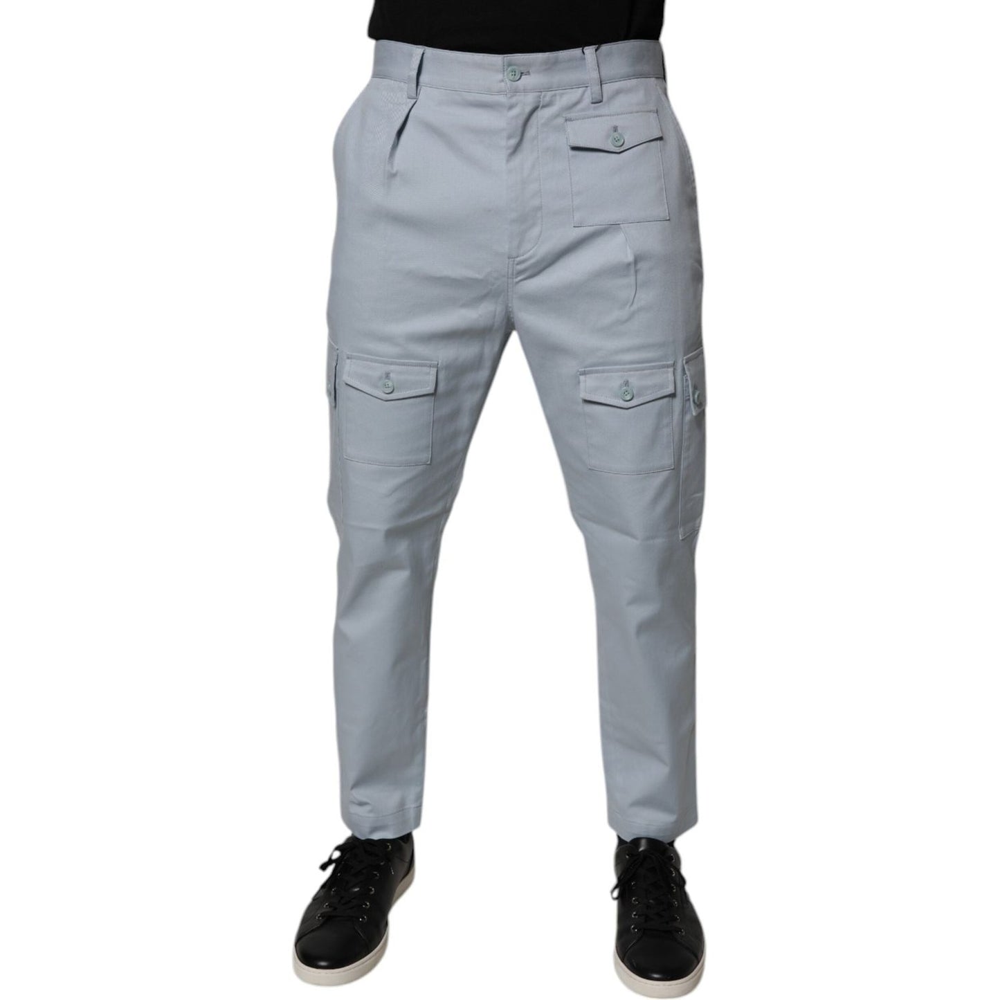 Dolce & Gabbana Light Blue Cotton Cargo Tapered Pants