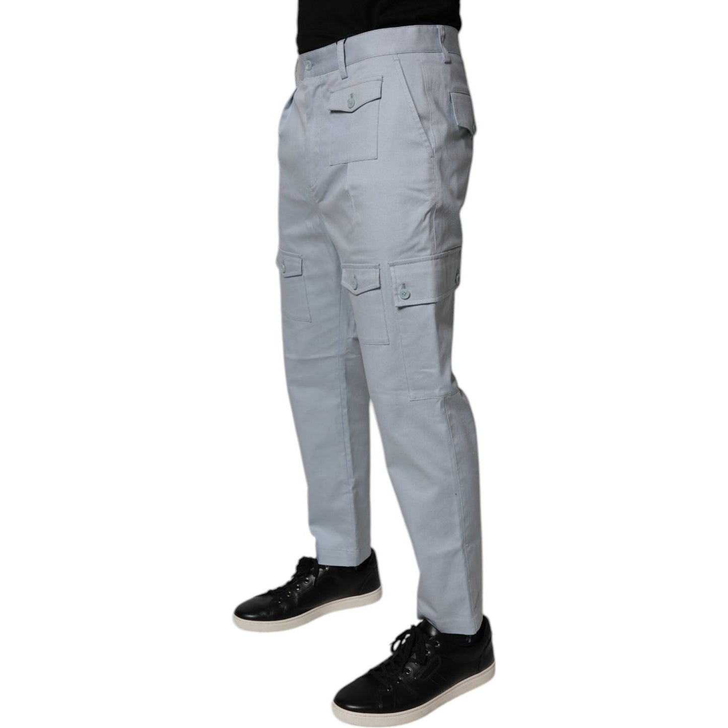 Dolce & Gabbana Light Blue Cotton Cargo Tapered Pants