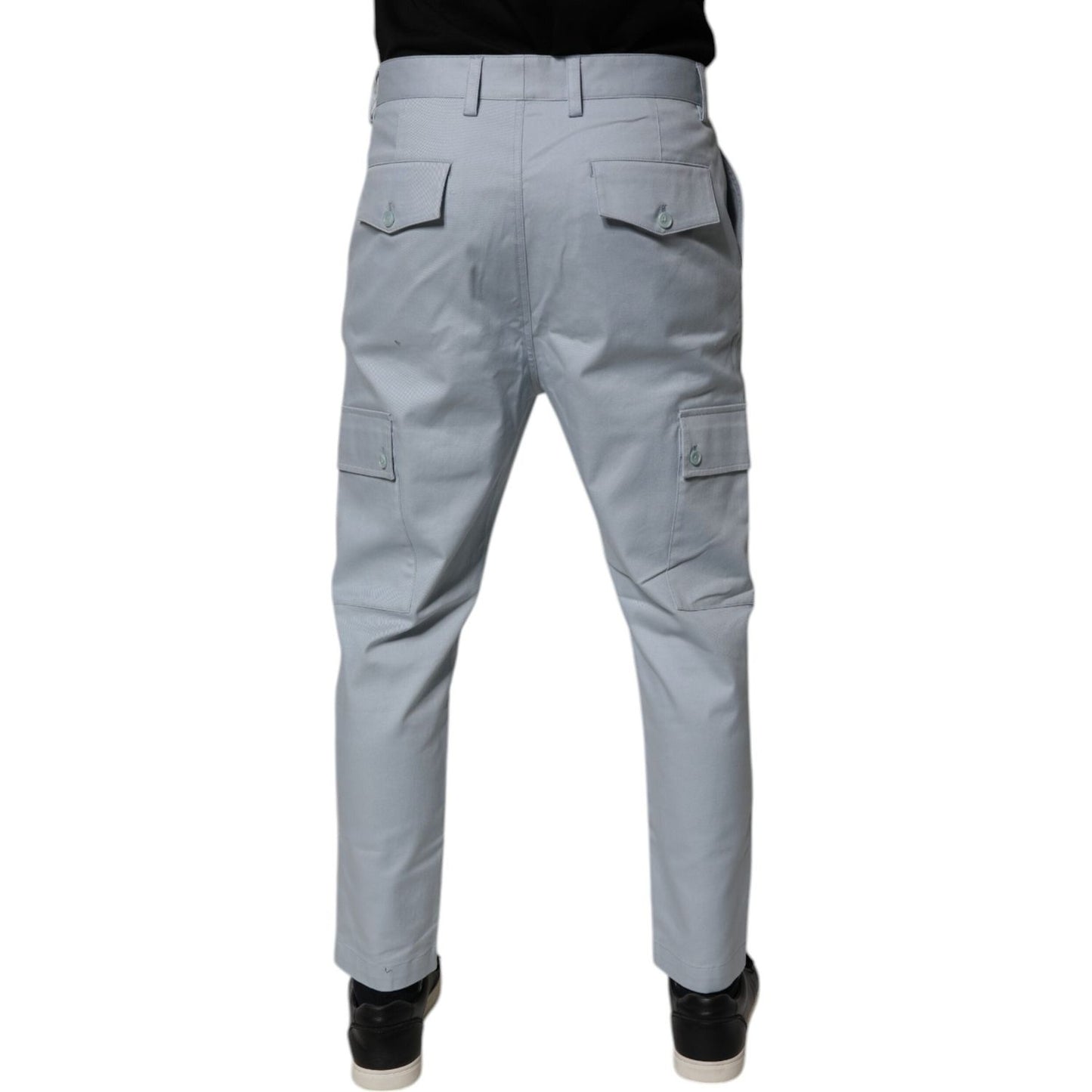 Dolce & Gabbana Light Blue Cotton Cargo Tapered Pants