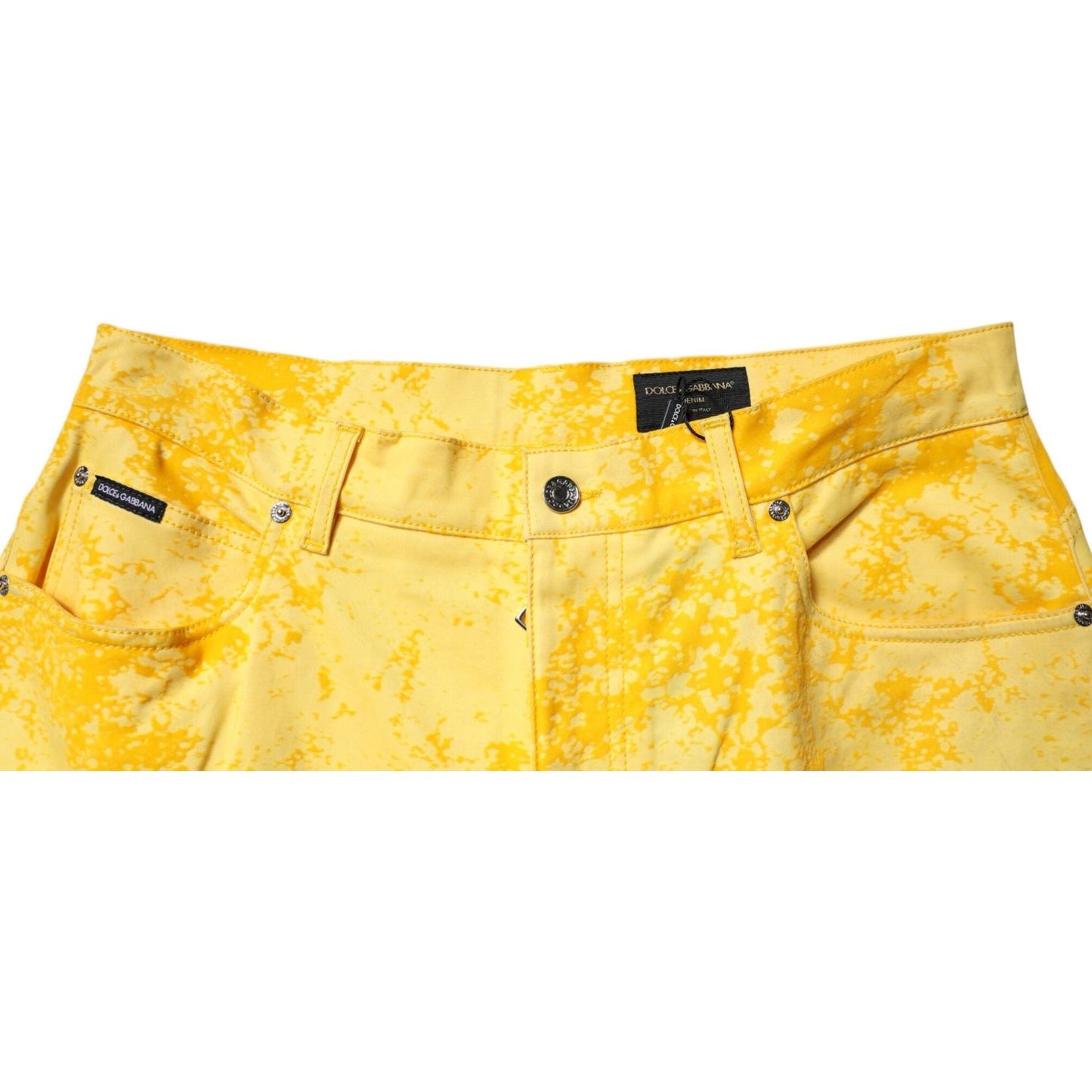 Dolce & Gabbana Yellow Tie Dye Cotton Straight Denim Jeans