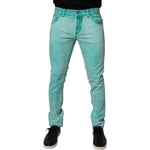 Dolce & Gabbana Green Tie Dye Cotton Skinny Men Denim Jeans