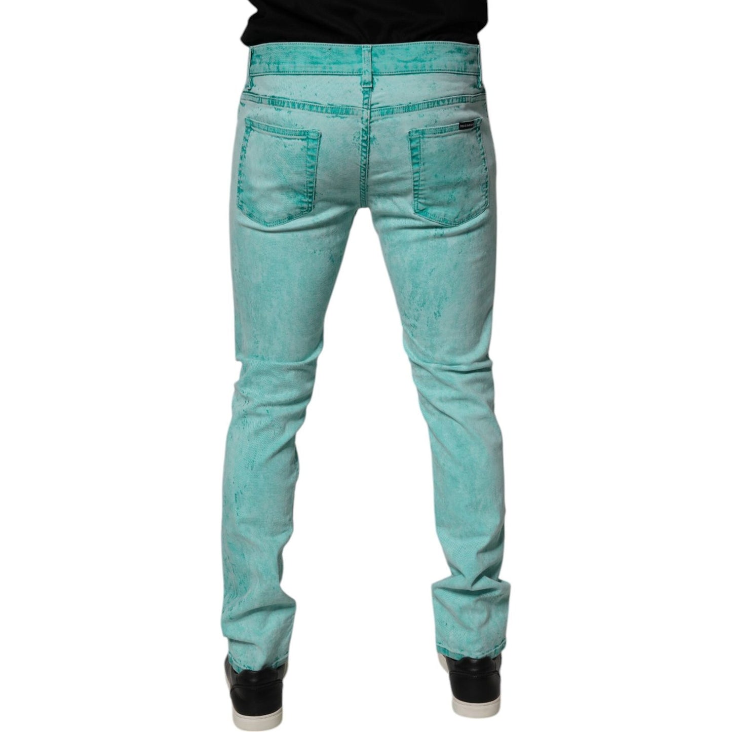 Dolce & Gabbana Green Tie Dye Cotton Skinny Men Denim Jeans