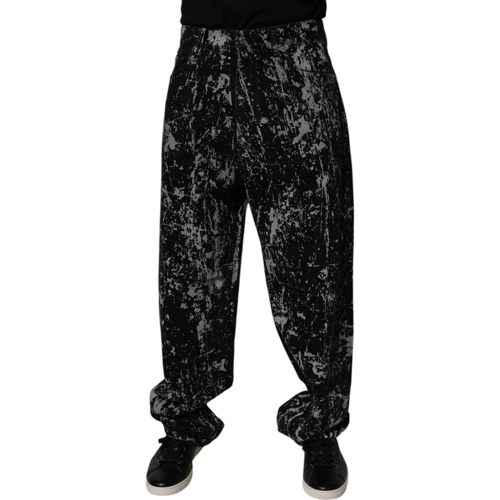 Dolce & Gabbana Black Tie Dye Cotton Straight Men Denim Jeans