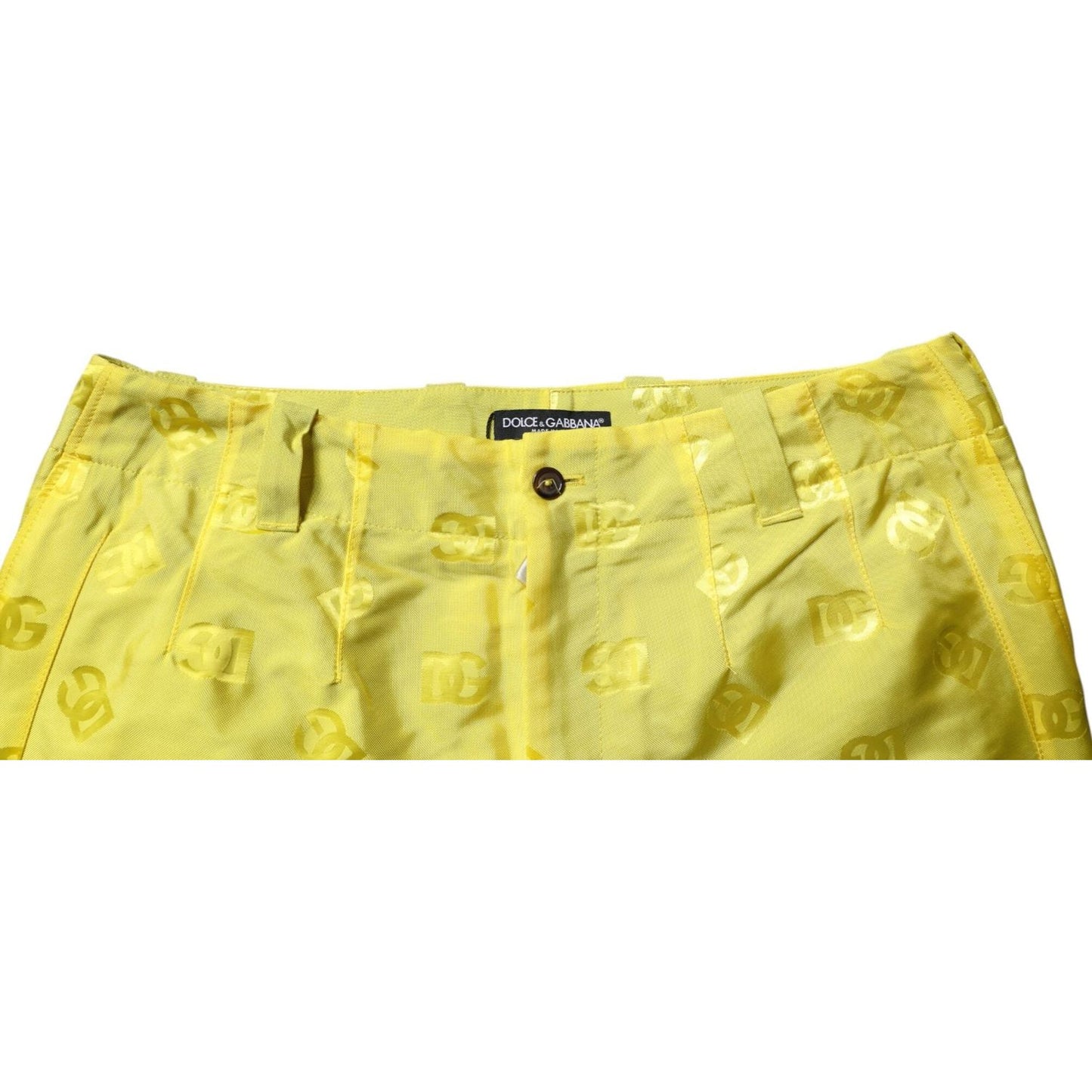 Dolce & Gabbana Yellow DG Monogram Polyester Straight Pants