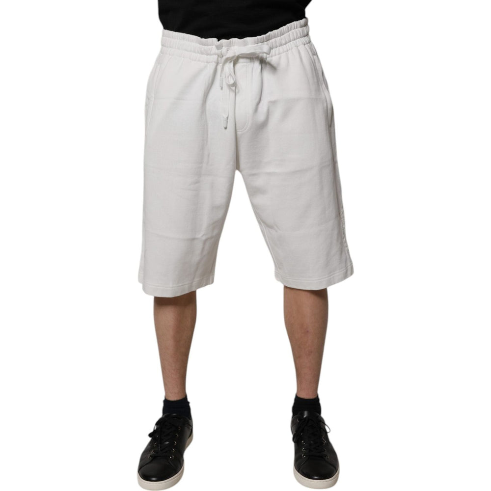Dolce & Gabbana White Cotton Sweatshorts Men Bermuda Shorts
