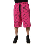 Dolce & Gabbana Pink Cotton Heart Print Bermuda Shorts