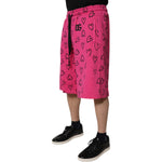 Dolce & Gabbana Pink Cotton Heart Print Bermuda Shorts